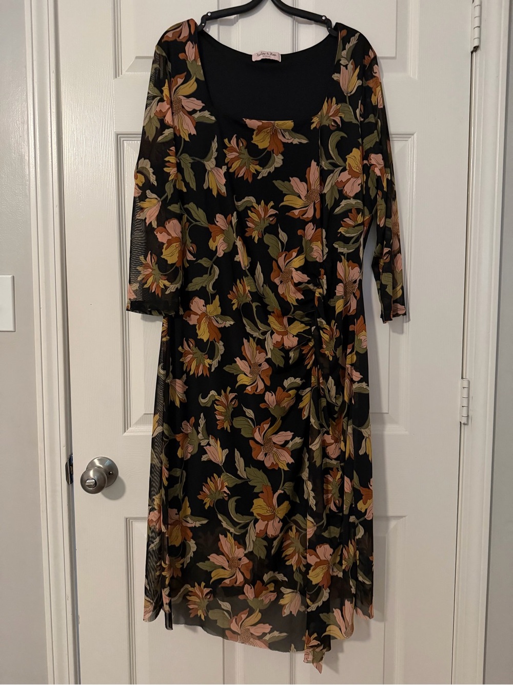 Floral Mesh Cinched Dress